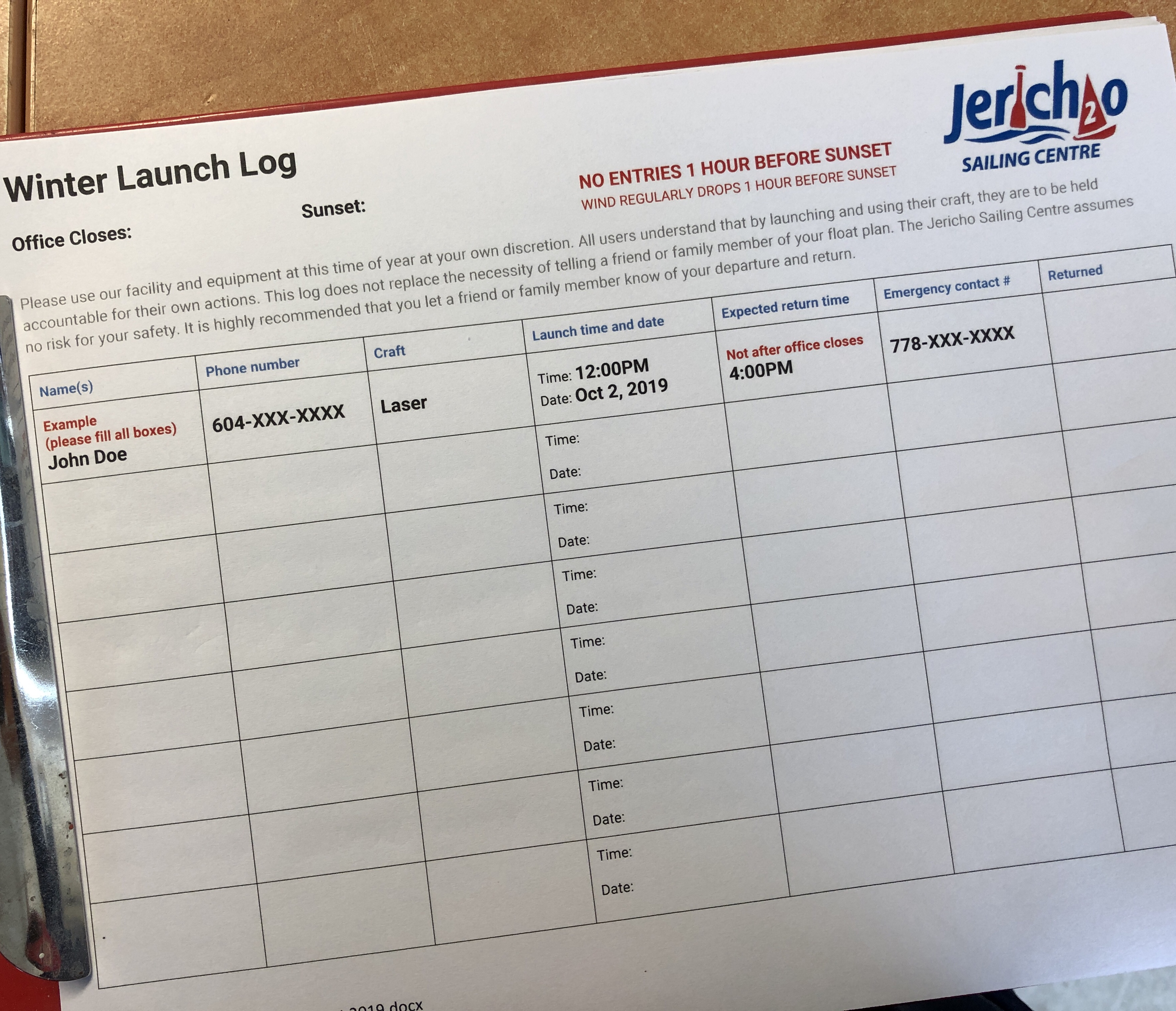 Winter launch log